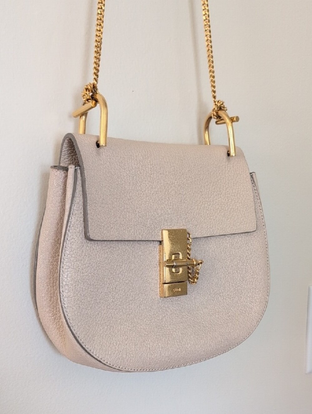 Chloe Drew Pebbled Leather Crossbody with Gold Hardware